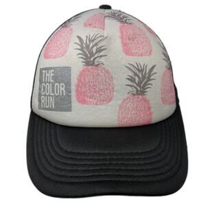 The Color Run Trucker Hat White Black Pink One Size Pineapple Print Mesh Back